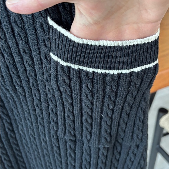 J. Crew Short-Sleeve Cable-Knit Sweater-Dress Black/White L - Picture 5 of 10